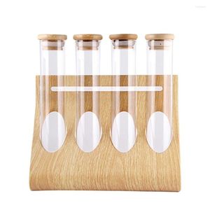 Storage Bottles Glass Tube Rack Decorative Non-Slip Visible 4 Tubes Jar Ornaments Transparent Test For Scented Tea