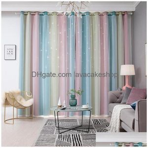 Tende trasparenti a stella cavata arcobaleno colore arcobaleno ragazza per bambini camera da letto decorazione di blackout y200421 drop deliet home giardino tessuti wi dhdix