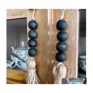 Wall Decor Tassle Farmhouse Beads Natural Wood Bead Garland Modern Bohemian Der Knob With Jute Tassel M2998 111 Drop Delivery Baby K Dh8Ei