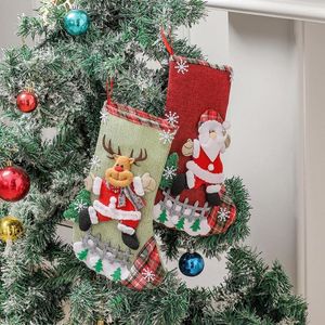 Juldekorationer strumpor staket godis presentpåse xmas party levererar kreativt söt pack för fyllda gåvor leksaker klistermärken