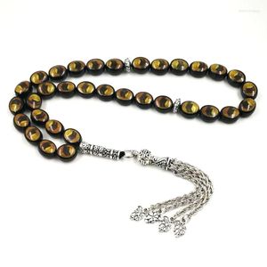 Strand tasbih kaaba padrão amarelo branco preto 3 cores tasbeeh islâmico 33 esferas de oração muçulmanas misbaha