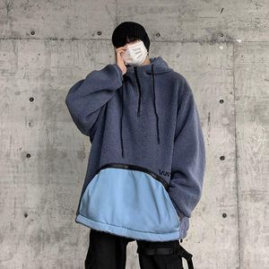 Herrtröjor neploha förtjockad varm huvtröjor kvinna avslappnad överdimensionerad hoodie koreanska streetwear tröjor man