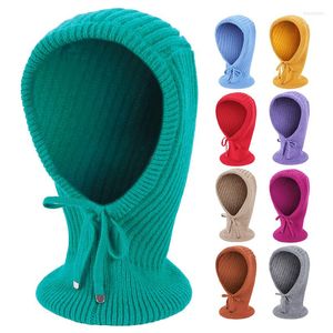 Scarves Women Winter Knitted Cap Lady Balaclava Hat Pullover Keep Warm Ring Scarf Woolen Yarn Beanie Outdoor Snood Collar Muffler