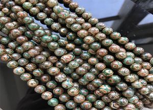 810121416mm Natural Agate Stone DZi Beads Round Green Three Eyes Tibetan Beads DIY Buddhism Jewelry Making Loose Bead2770064