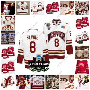 College Hockey Wears Hockey nosza 2022 NCAA Frozen Four Championship Custom Pioneers Du Ice Hockey Jersey 16 Ed Zemrau 5 John Lee 28 Patrick