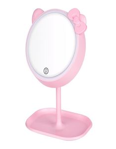 Kompaktowe lustra różowe kota lustro makijażu z LED na ekran dotykowy próżność Regulowane lekkie biurko kosmetyczne2477883