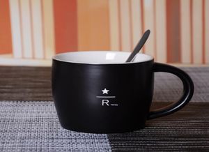 16oz Classic Starbucks Reserve Matte Black Mug Simple Style 40 Anniversary Memorial Edition R Lettera Ceramic Coffee Cup With Lid S1908908