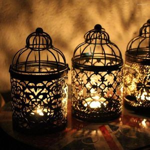 Candle Holders Metal Cage Candlestick Lantern Holder Vintage Hanging Stick Nordic Wedding Party Dekoracja Dekoracja domu