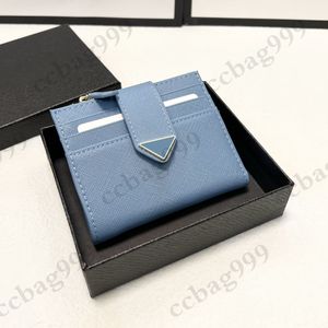 Mini couro curto titular do cartão designer carteira com zíper mudança bolsa clássico metal triângulo emblema das mulheres bezerro multi bolso 224d