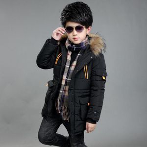 ジャケットダウンコートビッグサイズ冬暖かい男の子ジャケットファーカラー厚い重いフード付きアウターウェア子供のための屋外ウィンドブレーカー
