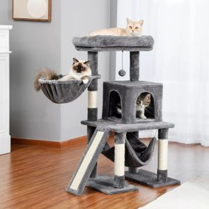 Cat Furniture Scratchers Tree MultiFunctional Tower with Large Top Perch and Soft Condo Hanging Spoon Hammock Scratching Post Bo 230106