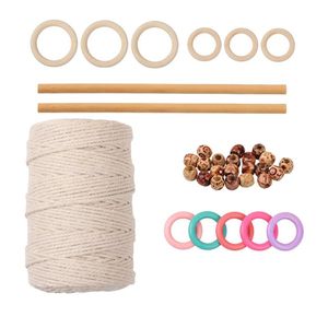 Sewing Notions & Tools 1 Set Of 140PCS Weaving Tapestry Material DIY Cotton Rope Accessory Beech Stick Beads Making Supplies