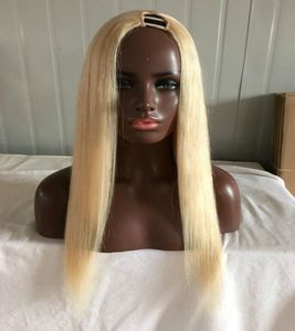 613最も軽いブロンドUパートウィッググレード7Aブラジルのバージンヘア130密度絹のような人間の髪の白人女性のためのかつら8261512