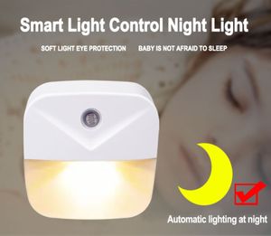 LED Night Light EU Plug Sensor Lamp With Light Sense Automatically Switch On Or Off For Baby Bedroom Bedside Decoration