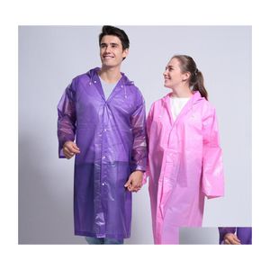 Regnrockar huva tjockare poncho vattentäta kvinnor män regnrock lång vind utomhus transparent regnrock mode bärbar regnkläder vt1 dhg0t