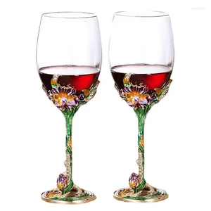 Kieliszki do wina 350-1500 ml Iris Enamel Cholet Wysoka jakość 2PCS Czerwony błyszczalny kubek Wedding Walentynkowe Dekanter Art Pivware