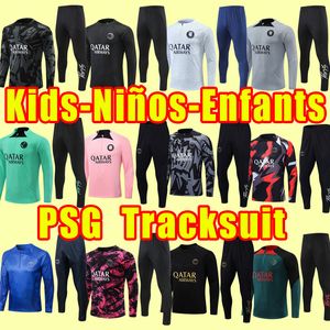 Enfants Kids 22 23 Tracki piłkarskie Messiss 30 Mbappe Hakimi Sergio Ramos Wijnaldum Football Shirt 2022 2023 MAILLOT MAILLOT LONG TRUEVE Zestaw treningowy