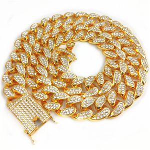 20 mm kubansk länk Tenniskedja guld silver bling miami halsband diamantkedjor för män isade ut hiphop smycken