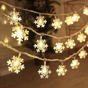 Strings Christmas String Light Fiocco di neve decorativo LED Holiday Fairy Lamp Plastica Xmas Style Lights Decor per la casa