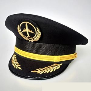 Ball Caps Unisex Uçuş Havayolu Kaptanı Üniforma Saçağı Pilot Şapk Sivil Havacılık Cap Güvenlik Personeli Profesyonel Cosplay 230106