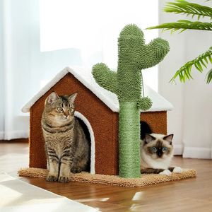 Cat Furniture Scratchers Scratching Post's House Cute Cactus Scratcher With Condo Nest Mordern Tree Pet Play 230106