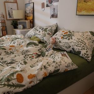 Bedding Sets Nordic Minimalist Bohemian Set Cotton Plus Down Duvet Cover Bed Linens Pillow Cases 4pcs Floral Geometric