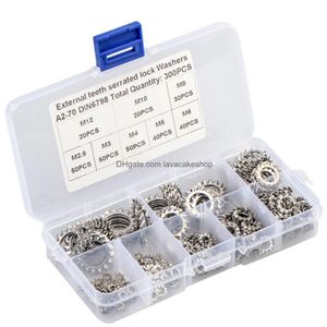 Tool Box 300Pcs 304 Stainless Steel External Serrated Lock Washers Antiloosening Washer M2.5M12 Kit Drop Delivery Office School Busi Dhcqb