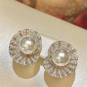 Luxury Personality Design Zircon Sea Shell Pearl Earring 925 Sterling Silver Woman Earrings Wedding Prom Jewelry Accessories Girlfriend Gift