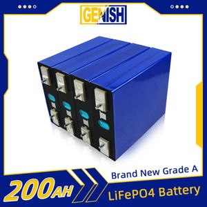 3.2V LIFEPO4 200AH Batteri 1/4/8/16/32 st litiumjärnfosfat Uppladdningsbart batteripaket för 12V 24V 48V Marine RV VANS -celler