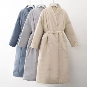 Kvinnor Down Parkas i Design Women Winter Degree Thick Coat Warm Parka Maxi Long Coat med Belt Casual Ytterkläder 230107