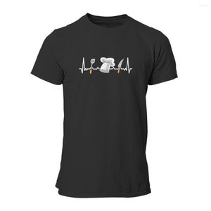 Männer T Shirts Lustige Kochen Herzschlag Chef Koch Geschenk T-Shirt Baumwolle Mode Spiele Vintage Kurzarm Herren Kleidung 7340