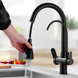 Kitchen Faucets Pull-out Faucet Water Filter Tap Three Ways Sink Mixer Cold And Domestic Purified