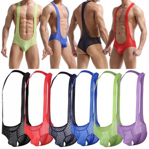 Podwórze męskie szelki bielizny seksowne stringi wrestling singlet mężczyzn Mężczyźni Shapers uderzanie T-Pants Man Body Body Bodysuit kombinezon