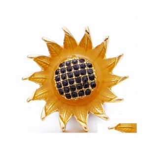 CLASPS HOODS Rhinestone Gadget Gold 18mm Snap Button Clasp Sunflower Charms för Snaps Diy Jewelry Finds Leverantörer gåva Drop Del Dhznq