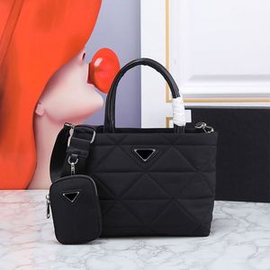Nylon Handbag Tote Bag Black Shoulder Crossbody Bags Triangle Sign Fashion Letters Zipper Wallet Removable Wide Strap Zipper Closure