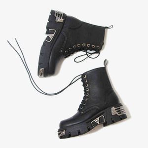 Designer-Stiefel für Damen, Leder, Lokomotive, Martin Fengfan, das gleiche Modell, Herbst und Winter, neue Damen-Schnürschuhe mit dicker Sohle, 220630