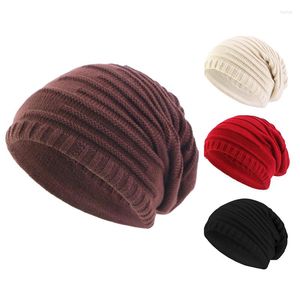 Berretti Outdoor Inverno Berretti di lana Berretti Donna Cappelli lavorati a maglia per uomo Berretto spesso caldo Baggy Bonnet Skullies tinta unita da uomo