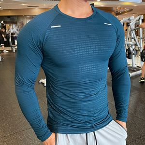 Abbigliamento da palestra Camicia da corsa di marca Camicia da palestra a maniche lunghe da uomo Abbigliamento sportivo da uomo Camicie a compressione asciutta per uomo T-shirt sportiva attillata fitness