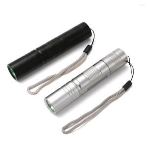 Torce elettriche Mini LED S5 Lanterna impermeabile a 5 modalità Torcia potente 18650 Batteria per caccia con corda a mano Nero / Argento