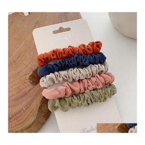 Acessórios para cabelos 5 peças/lote scrunchie tangue de cabelo 11 estilo menina cetim suportes de rabo de estriado festejo artesanal 1693 b3 dro dh3as