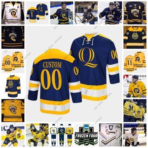 College Hockey Wears College Hockey Wears 2022 NCAA Frozen Four Custom QU Quinnipiac Bobcats Hockey Jersey 1 Yaniv Perets 25 Brogan Rafferty 20 Matthew Peca 33