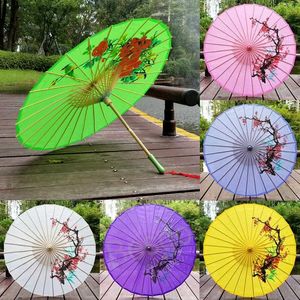 Chinese Traditional Craft Oil Paper Umbrella Wooden Handle Silk Cloth Umbrella Dance Cosplay Umbrellas Wedding Decoration BH8190 TQQ