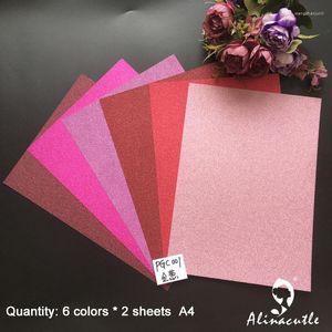 Geschenkpapier, 12 Stück, 6 Farben x 2 Blatt, Karton, Papier, Karton, Farbtöne, Glitzer, A4, 250 g/m², DIY-Scrapbooking-Packung, Basteln