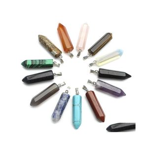 Charms Hexagonal Natural Quartz Stone Pendants Diy Necklace Women Men Pendum Chakra Agata Opal Rose Stones Jewelry Drop Delivery Fin Dhap4