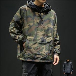 As jaquetas de homens usam de ambos os lados capuz preto de rua de streetwear, jaqueta de camuflagem militar masculina moda de moletom de estilo harajuku 230106