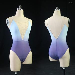 Stage Wear Rhinestone Gymnastics Leotard Women Fairy Ballet Dance Bodysuit Skating Jumpsuit Ballerina Outfit Performance Costume JL3509