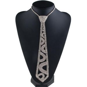 Neck Ties Women Glitter Faux Crystal Rhinestone Tie Luxury Diamond Jewelry Necklace Collar With Adjustable Chain Wedding Banquet Club
