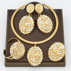 Necklace Earrings Set Dubai African Jewellery Fashion Pendant And Large Party Bridal Jewelry Brazilian Gold Plated Accessories