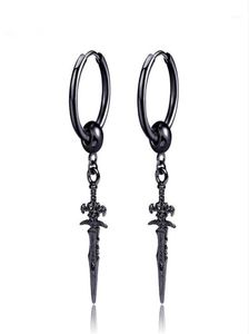 Stud Retro Black Cool Sword Cross Ohrringe Piercings f￼r Frauen M￤nner Pers￶nlichkeit Nicht piercing gef￤lschter Punkschmuck18982899