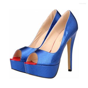 Klänningskor Kvinnor Fashion Peep Toe Work Comfort Ladies Summer Platform Pumpar PA utaste tunna höga klackar stor storlek 35-42 F0070